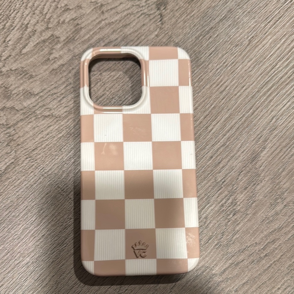 Velvet Caviar Checkered Beige/tan and White Phone Case for iPhone 15 pr max